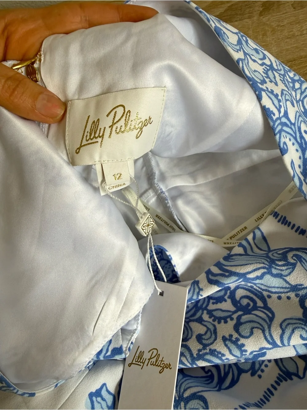 Lilly Pulitzer Jules Skirted Romper Sz 12 NWT Resort white blue floral